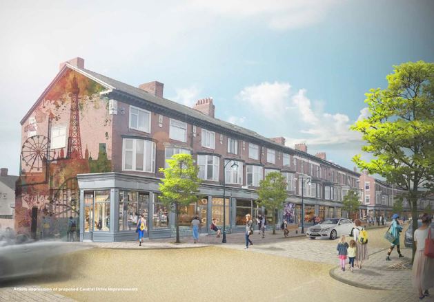 Artist impression of Central Drive improvements in Revoe, Blackpool